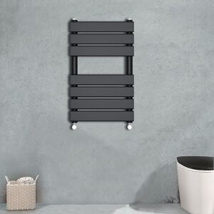Warmehaus - Flat Panel Anthracite Bathroom Heated Towel Rail Ladder Radiator Warmer 650x400mm