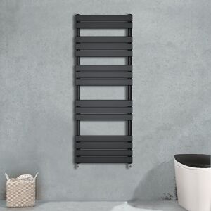 Warmehaus - Flat Panel Anthracite Bathroom Heated Towel Rail Ladder Radiator Warmer 1600x450mm