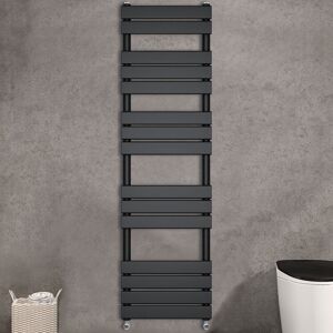 Warmehaus - Flat Panel Anthracite Bathroom Heated Towel Rail Ladder Radiator Warmer 1600x600mm