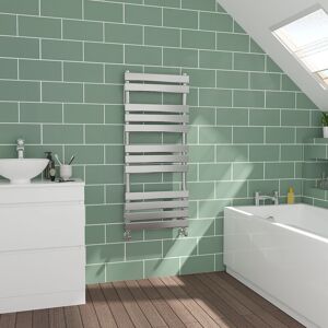 Warmehaus - Flat Panel Chrome Towel Radiator Bathroom Heated Rail 1200x500mm