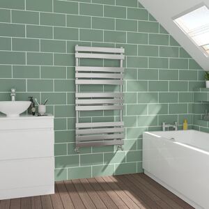 Warmehaus - Flat Panel Chrome Towel Radiator Bathroom Heated Rail 1200x600mm