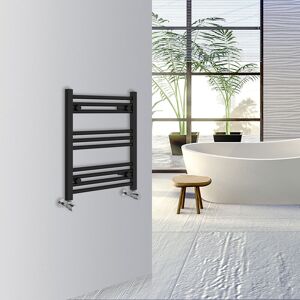 Warmehaus - Straight Bathroom Heated Towel Rail Warmer Radiator Central Heating 600x500mm Black