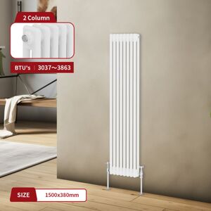 Warmehaus - Traditional Radiator Double Column White 1500 x 380mm
