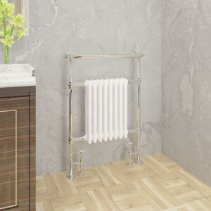 WARMEHAUS Traditional 952x659mm Heated Towel Bathroom Rail Chrome & White
