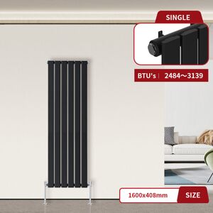 Warmehaus - Flat Panel Radiator Black Vertical 1600 x 408mm Single Column