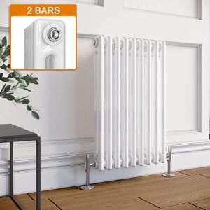 Elegant - White Central Heating 600 x 420 mm Traditional Radiator Cast Iron Style Horizontal Radiator White Double Horizontal Column Radiators