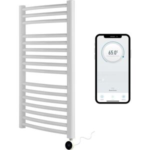 Manissa - White Electric Smart WiFi Controlled Heated Towel Rail 500mm w x 800mm h Curved 7 Day Programmable Timer App Compatibility White Element