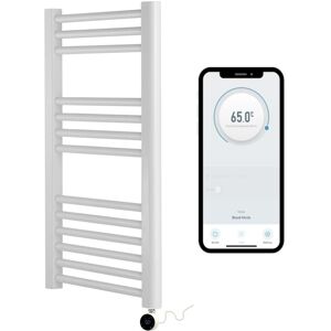 Manissa - White Electric Smart WiFi Controlled Heated Towel Rail 500mm w x 800mm h Straight 7 Day Programmable Timer App Compatibility White Element