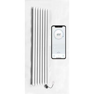 Manissa - WiFi Smart Electric Radiator Oval Tube Single Panel Vertical Tall 1600mm h x 480mm w Column Radiator - White