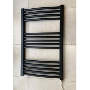 Greenedhouse - York 500 x 800mm Black Electric Curved Towel Rail Bathroom Radiator