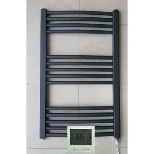 GREENEDHOUSE York 500 x 800mm Anthracite Electric Curved Towel Rail Bathroom Radiator With Controller