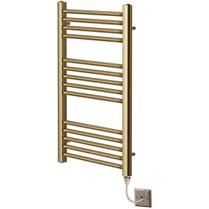 Greenedhouse - York Flat Brushed Brass Electric Towel Rail 500mm Wide x 800mm High