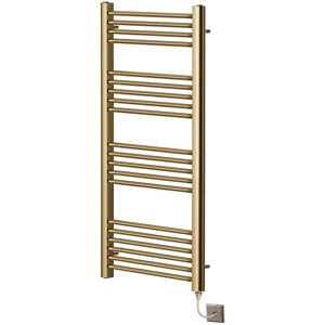 Greenedhouse - York Flat Brushed Brass Electric Towel Rail 400mm Wide x 1200mm High