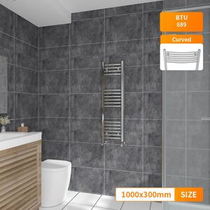 NRG - 1000x300mm Chrome Heated Towel Rail Radiator Curved Bathroom Heating Rad NRG - 1000x300mm Chrome Heated Towel Rail Radiator Curved Bathroom Heating Rad