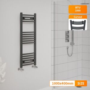 NRG - 1000x400mm Curved Modern Heated Towel Rail Radiator Bathroom Anthracite Ladder Warmer NRG - 1000x400mm Curved Modern Heated Towel Rail Radiator Bathroom Anthracite Ladder Warmer