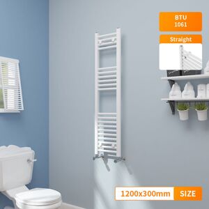NRG - 1200x300mm Straight Modern Heated Towel Rail Radiator Bathroom White Ladder Warmer NRG - 1200x300mm Straight Modern Heated Towel Rail Radiator Bathroom White Ladder Warmer