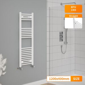 NRG - 1200x400mm Heated Towel Rail White Designer Radiator Modern Bathroom Straight NRG - 1200x400mm Heated Towel Rail White Designer Radiator Modern Bathroom Straight