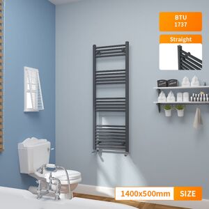 NRG - 1400x500mm Anthracite Heated Towel Rail Radiator Straight Bathroom Heating Rad NRG - 1400x500mm Anthracite Heated Towel Rail Radiator Straight Bathroom Heating Rad