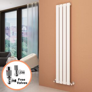 Elegant - 1600 x 300 mm White Vertical Column Radiator Single Flat Panel Designer Bathroom Radiator + Chrome Thermostatic Radiator Valves Elegant - 1600 x 300 mm White Vertical Column Radiator Single Flat Panel Designer Bathroom Radiator + Chrome Thermostatic Radiator Valves