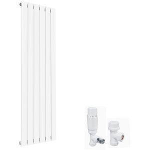Elegant - 1600 x 452 mm White Vertical Column Radiator Single Flat Panel Designer Bathroom Radiator + White Thermostatic Radiator Valves Elegant - 1600 x 452 mm White Vertical Column Radiator Single Flat Panel Designer Bathroom Radiator + White Thermostatic Radiator Valves