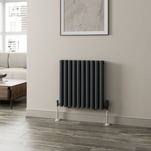 Duratherm - Anthracite Oval Column Designer Radiator Vertical Horizontal 600 x 600mm Double Panel Duratherm - Anthracite Oval Column Designer Radiator Vertical Horizontal 600 x 600mm Double Panel