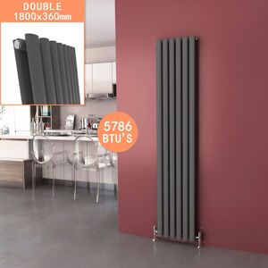 Elegant - 1800 x 360 mm Anthracite Modern Vertical Column Radiator Oval Double Panel Designer Heater Rads Elegant - 1800 x 360 mm Anthracite Modern Vertical Column Radiator Oval Double Panel Designer Heater Rads