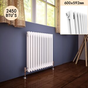 Elegant - 600 x 592 mm Traditional Cast Iron Style Horizontal Radiator with White Double Column Elegant - 600 x 592 mm Traditional Cast Iron Style Horizontal Radiator with White Double Column