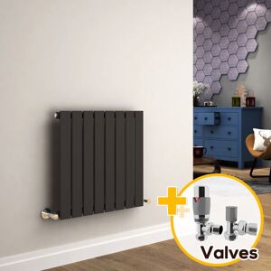 Elegant - 600 x 600 mm Anthracite Horizontal Column Designer Radiator Single Flat Panel Radiator Heater + Chrome Thermostatic Radiator Valves Elegant - 600 x 600 mm Anthracite Horizontal Column Designer Radiator Single Flat Panel Radiator Heater + Chrome Thermostatic Radiator Valves
