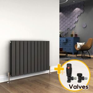 Elegant - 600 x 836 mm Anthracite Horizontal Designer Radiator Double Column Flat Panel Radiator Heater + Anthracite Thermostatic Radiator Valves Elegant - 600 x 836 mm Anthracite Horizontal Designer Radiator Double Column Flat Panel Radiator Heater + Anthracite Thermostatic Radiator Valves
