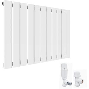 Elegant - 600 x 836 mm White Horizontal Column Designer Radiator Single Flat Panel Radiator Heater + White Thermostatic Radiator Valves Elegant - 600 x 836 mm White Horizontal Column Designer Radiator Single Flat Panel Radiator Heater + White Thermostatic Radiator Valves