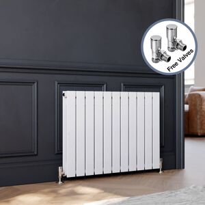 Elegant - 600 x 836 mm White Horizontal Designer Radiator Double Column Flat Panel Radiator Heater + Angled Radiator Valves Elegant - 600 x 836 mm White Horizontal Designer Radiator Double Column Flat Panel Radiator Heater + Angled Radiator Valves