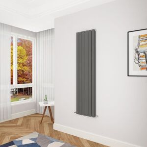 Aica Sanitaire - Acezanble Anthracite Flat Panel Radiator 1600 x 408mm Double Panel Aica Sanitaire - Acezanble Anthracite Flat Panel Radiator 1600 x 408mm Double Panel