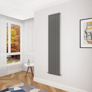 Aica Sanitaire - Acezanble Anthracite Flat Panel Radiator 1800 x 408mm Single Panel Aica Sanitaire - Acezanble Anthracite Flat Panel Radiator 1800 x 408mm Single Panel