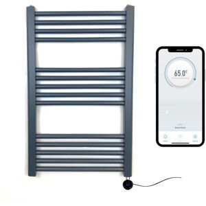 MANISSA Anthracite Electric Smart WiFi Controlled Heated Towel Rail 500mm W x 800mm H Straight 7 Day Programmable Timer App Compatibility MANISSA Anthracite Electric Smart WiFi Controlled Heated Towel Rail 500mm W x 800mm H Straight 7 Day Programmable Timer App Compatibility