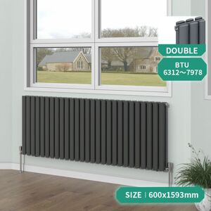 NRG - Anthracite Horizontal Oval Column Designer Radiator Bathroom Central Heating 600x1593mm Double NRG - Anthracite Horizontal Oval Column Designer Radiator Bathroom Central Heating 600x1593mm Double