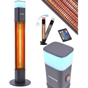 Arebos - 1500 Watt Stand Heater Black incl.16 Colours led Light with Remote Control Carbon Infrared Heater for Outdoor Use Patio Heater Arebos - 1500 Watt Stand Heater Black incl.16 Colours led Light with Remote Control Carbon Infrared Heater for Outdoor Use Patio Heater