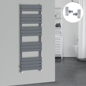 NRG Bathroom Designer Flat Panel Heated Towel Rail Central Heating with Valves Anthracite 1600x600mm NRG Bathroom Designer Flat Panel Heated Towel Rail Central Heating with Valves Anthracite 1600x600mm