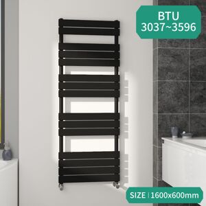 NRG - Bathroom Flat Panel Heated Towel Rail Radiator Central Heating Black 1600x600mm NRG - Bathroom Flat Panel Heated Towel Rail Radiator Central Heating Black 1600x600mm