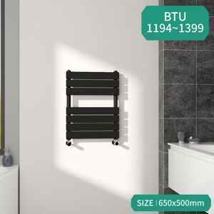 NRG - Bathroom Flat Panel Heated Towel Rail Radiator Central Heating Black 650x500mm NRG - Bathroom Flat Panel Heated Towel Rail Radiator Central Heating Black 650x500mm