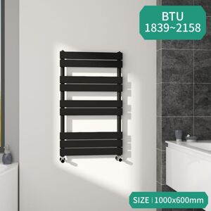 NRG - Bathroom Flat Panel Heated Towel Rail Radiator Central Heating Black 1000x600mm NRG - Bathroom Flat Panel Heated Towel Rail Radiator Central Heating Black 1000x600mm
