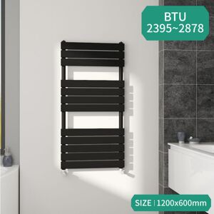 NRG Bathroom Flat Panel Heated Towel Rail Radiator Central Heating Black 1200x600mm NRG Bathroom Flat Panel Heated Towel Rail Radiator Central Heating Black 1200x600mm