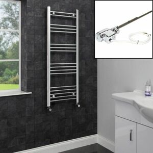 Duratherm - Dual Fuel Heated Towel Rail Chrome Thermostatic Designer Flat Straight Electric 1200 x 450mm Duratherm - Dual Fuel Heated Towel Rail Chrome Thermostatic Designer Flat Straight Electric 1200 x 450mm