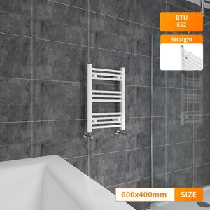 NRG - Bathroom Straight White Heated Towel Rail Radiator 600 x 400mm Central Heating NRG - Bathroom Straight White Heated Towel Rail Radiator 600 x 400mm Central Heating