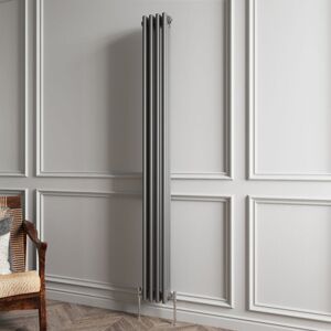 Biubiubath - Traditional Cast Iron Style Radiator Vertical 3 Column Anthracite 1800x200mm Biubiubath - Traditional Cast Iron Style Radiator Vertical 3 Column Anthracite 1800x200mm