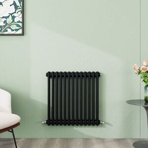 Aica Sanitaire - aica 600x605mm 2 Column Horizontal Black Radiator Central Heating Cast Iron Style Aica Sanitaire - aica 600x605mm 2 Column Horizontal Black Radiator Central Heating Cast Iron Style