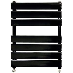 NRG - Black Flat Panel Heated Towel Rail Radiator Bathroom Warmer with Angled Chrome Valves 650x500mm NRG - Black Flat Panel Heated Towel Rail Radiator Bathroom Warmer with Angled Chrome Valves 650x500mm