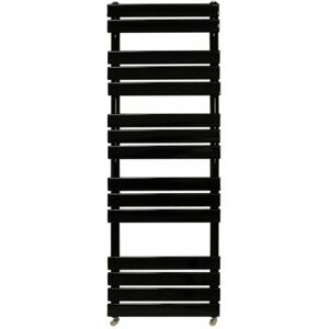 NRG - Black Flat Panel Heated Towel Rail Radiator Bathroom Warmer with Angled Chrome Valves 1600x450mm NRG - Black Flat Panel Heated Towel Rail Radiator Bathroom Warmer with Angled Chrome Valves 1600x450mm