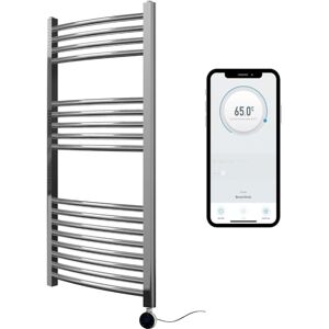 Manissa - Chrome Electric Smart WiFi Controlled Heated Towel Rail 500mm w x 1000mm h Curved 7 Day Programmable Timer App Compatibility Manissa - Chrome Electric Smart WiFi Controlled Heated Towel Rail 500mm w x 1000mm h Curved 7 Day Programmable Timer App Compatibility