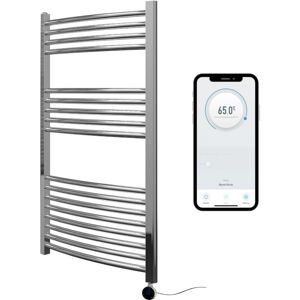 Manissa - Chrome Electric Smart WiFi Controlled Heated Towel Rail 600mm w x 1000mm h Curved 7 Day Programmable Timer App Compatibility Manissa - Chrome Electric Smart WiFi Controlled Heated Towel Rail 600mm w x 1000mm h Curved 7 Day Programmable Timer App Compatibility
