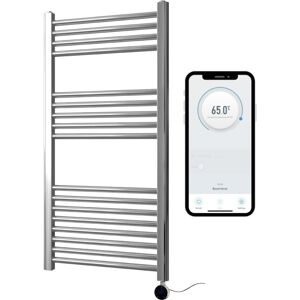 Manissa - Chrome Electric Smart WiFi Controlled Heated Towel Rail 500mm w x 1000mm h Straight 7 Day Programmable Timer App Compatibility Manissa - Chrome Electric Smart WiFi Controlled Heated Towel Rail 500mm w x 1000mm h Straight 7 Day Programmable Timer App Compatibility